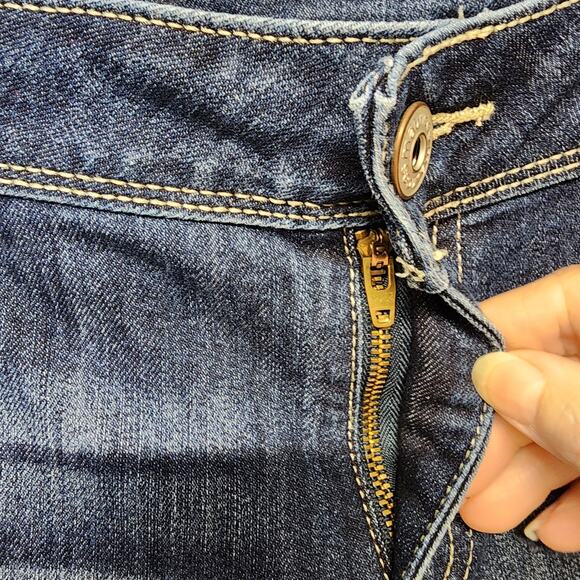 Maurices Bootcut Jeans Womens 11/12 34" Dark Wash Stretch Distressed Y2K Cowgirl - Picture 6 of 10